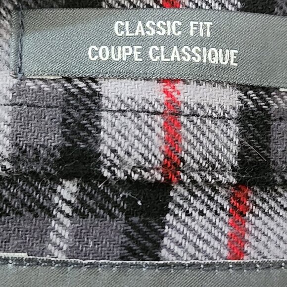 Eddie Bauer Gray Plaid Checks Button Front Flannel Shirt - Picture 4 of 5